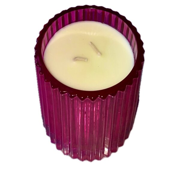 ENCHANTÉ Black Currant Scented Soy Candle Fluted Glass Glass Jar Disco Ball Led - Picture 2 of 7